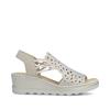 Rieker Perforated Slingback Wedge Sandal - Beige Sparkle